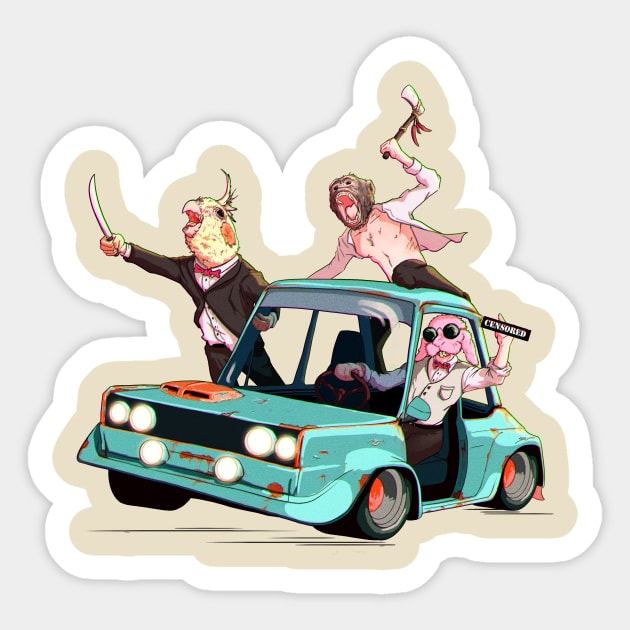 Animal road rage Sticker by animalartium@gmail.com